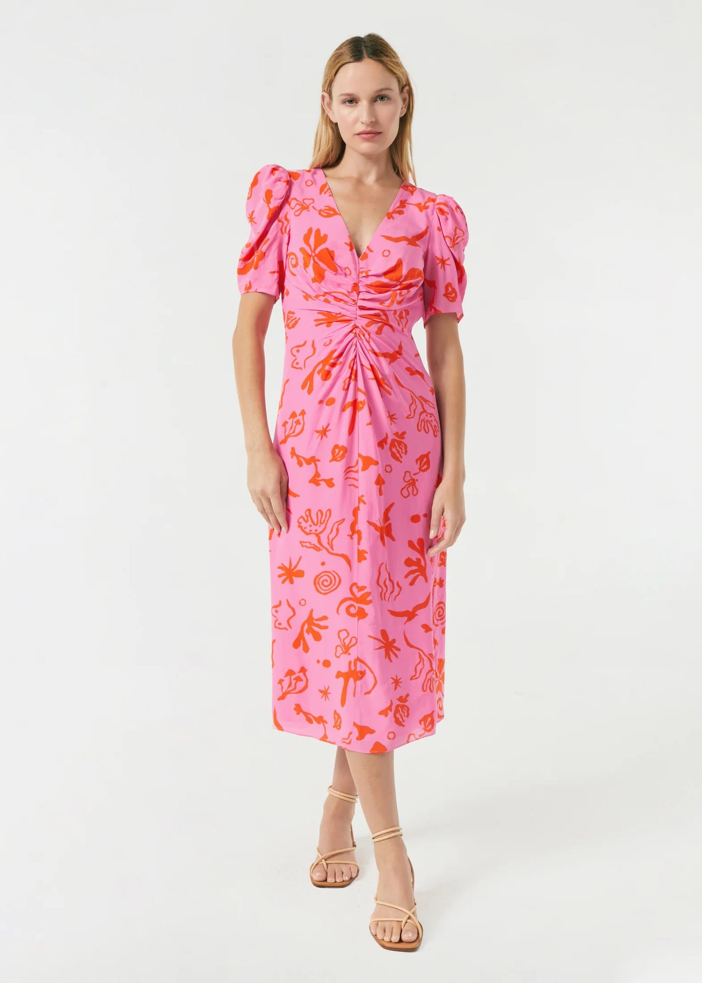 Maci Dress - Pink Botantical Abstract