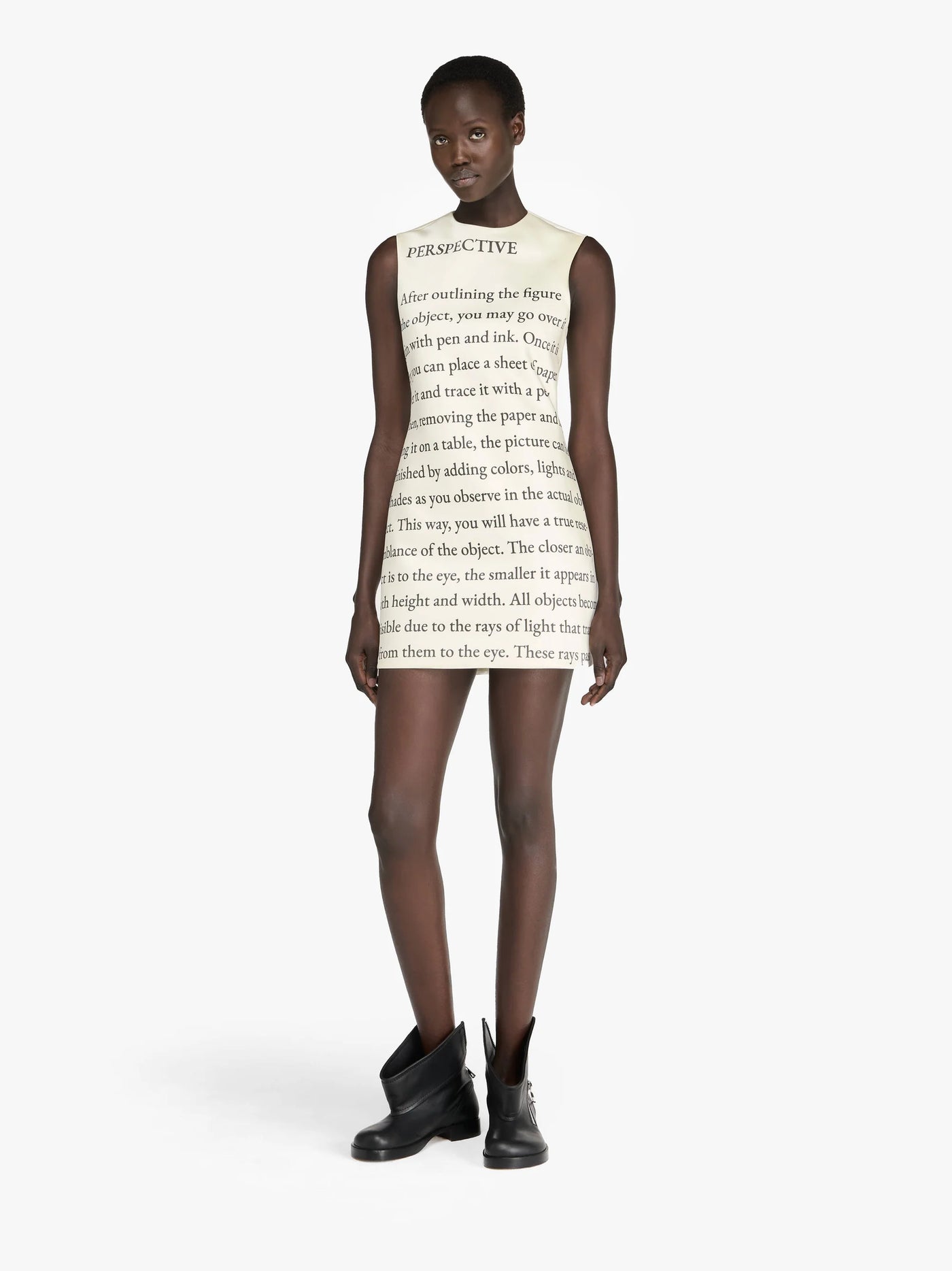TEXT' PRINT MINI SHIFT DRESS - Ivory