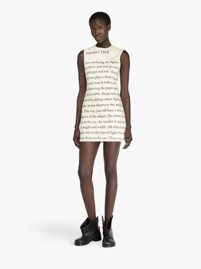 TEXT' PRINT MINI SHIFT DRESS - Ivory