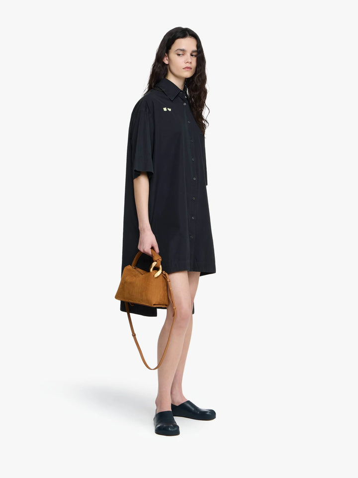 SHORT SLEEVE STEP HEM SHIRT DRESS - Washed Black
