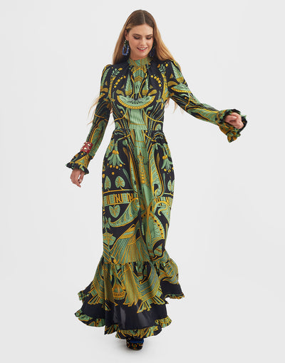 Visconti Dress - The Nile Placée Black in Sablé