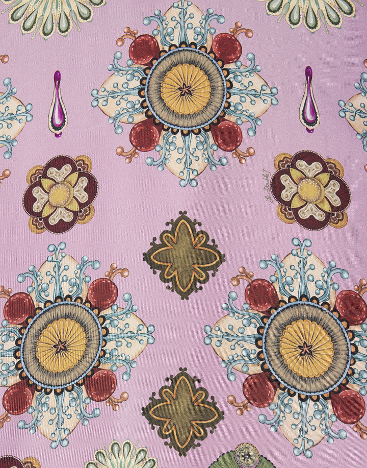 Swing Dress - Nucleus Placée Dusty Pink in Silk Twill With Feathers