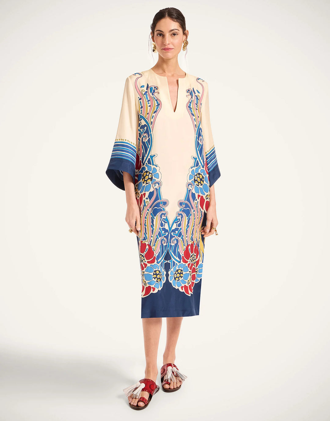 The Kaftan - Lemuria Placée Blue in Silk Twill