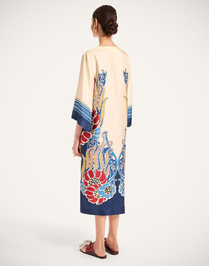 The Kaftan - Lemuria Placée Blue in Silk Twill
