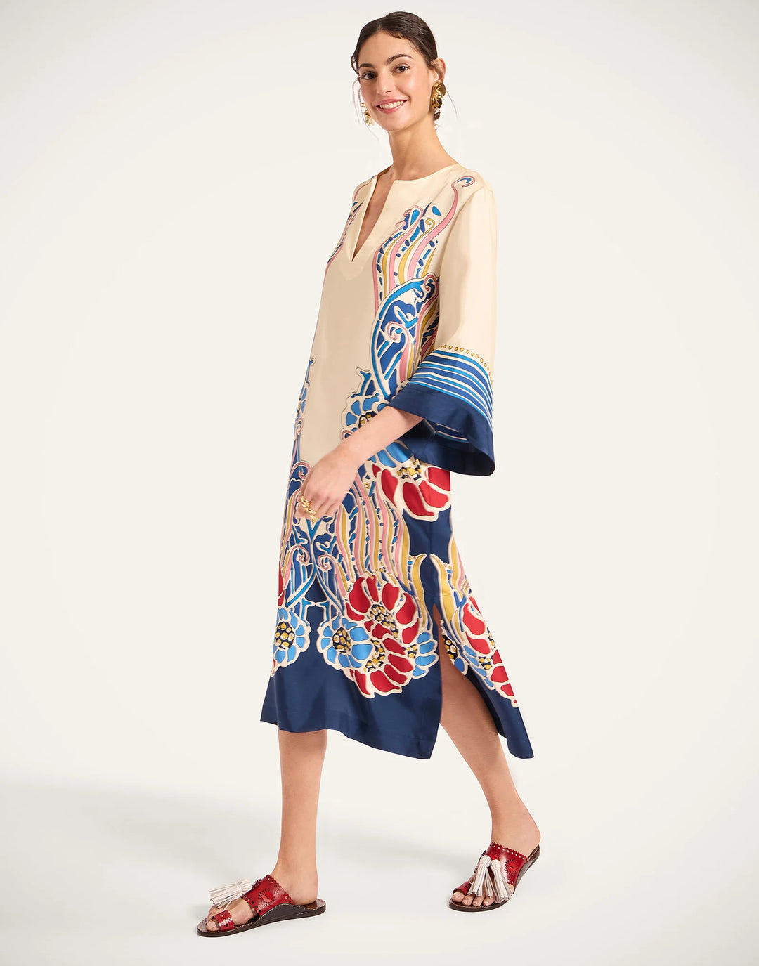 The Kaftan - Lemuria Placée Blue in Silk Twill