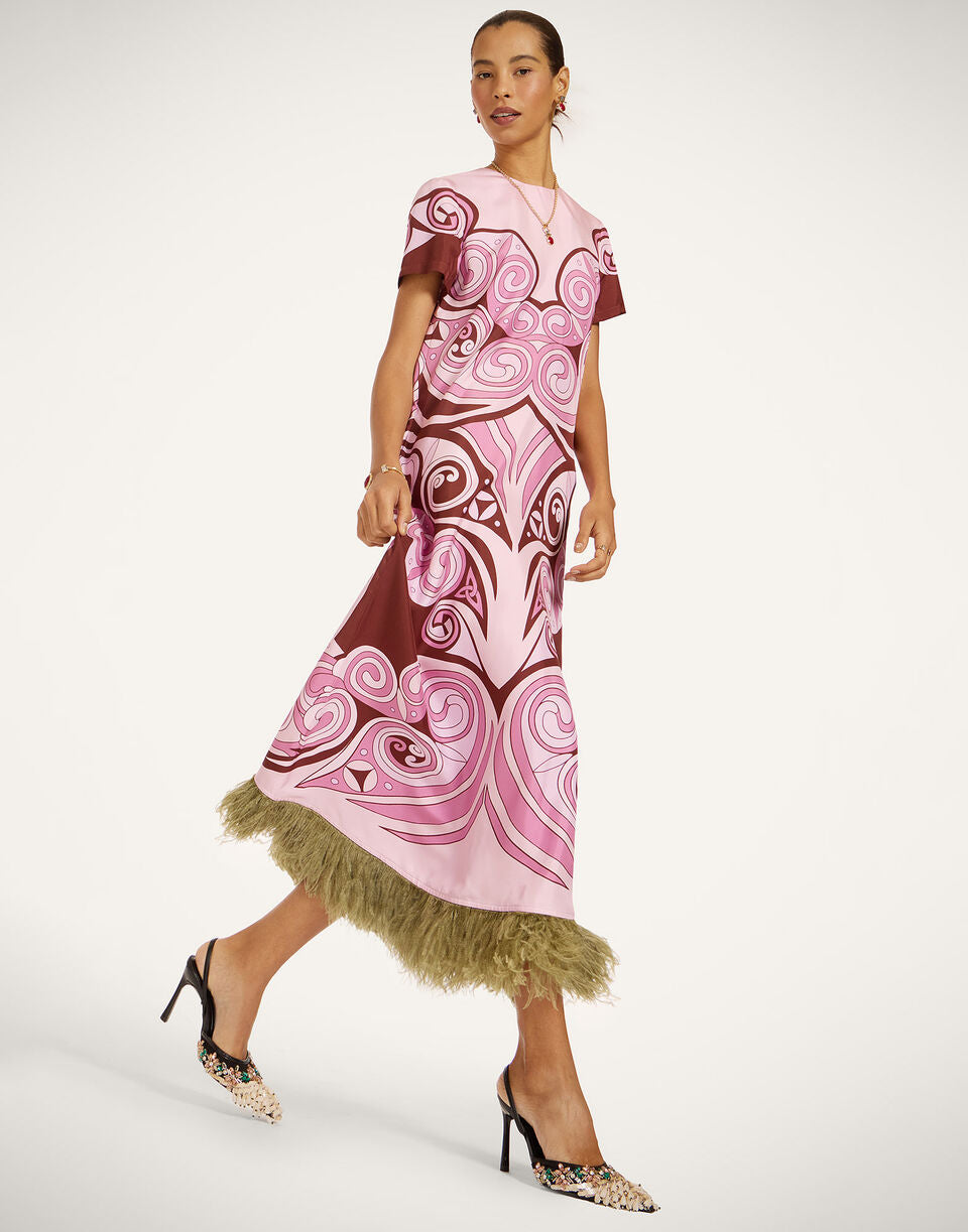 Swing Dress - Kells Swirl Placée Mauve