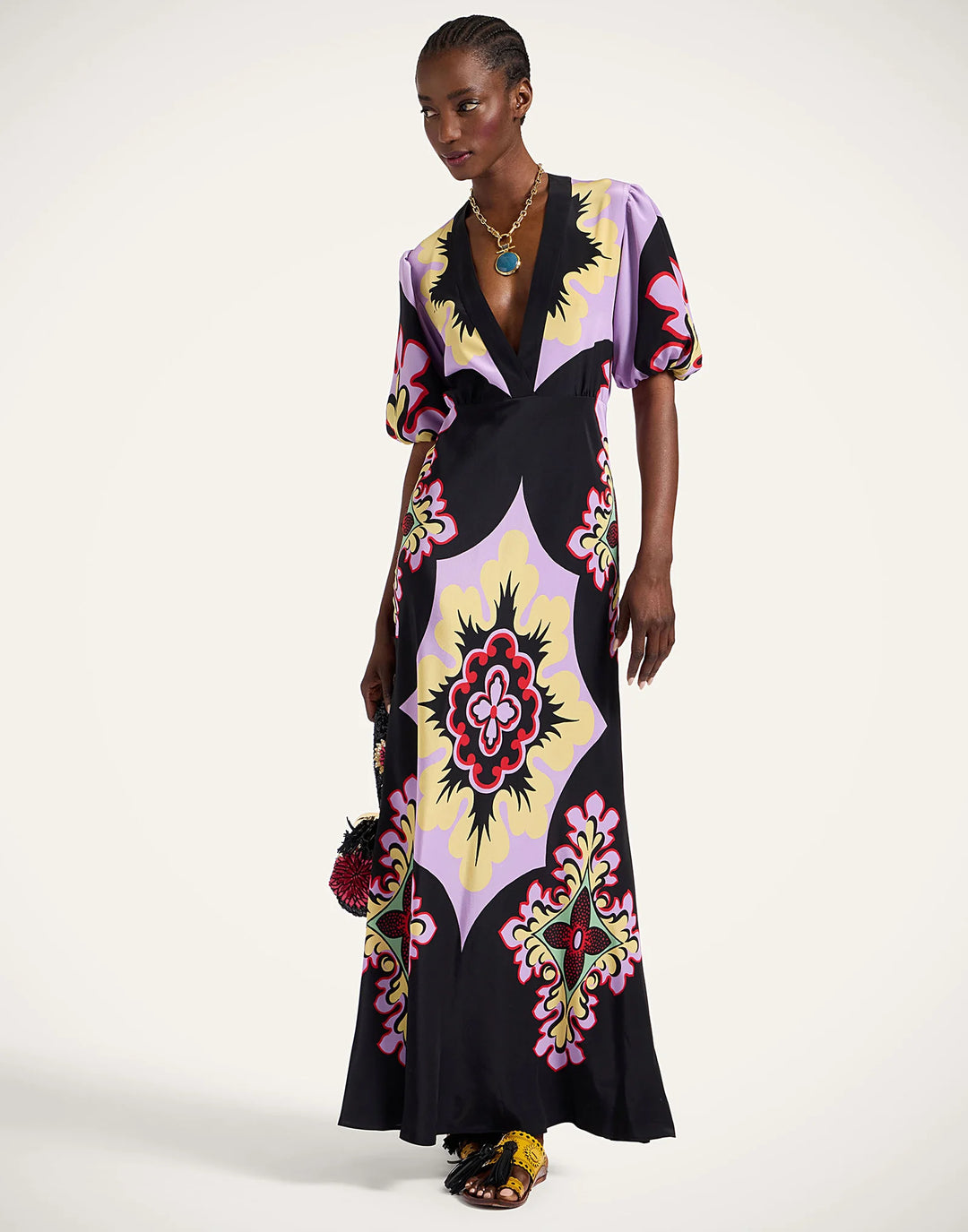 Marlene Dress - Palazzo Placée Lilac in Crepe De Chine