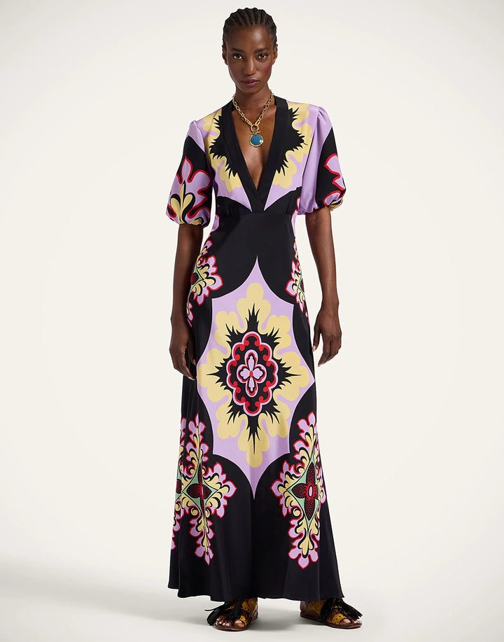 Marlene Dress - Palazzo Placée Lilac in Crepe De Chine