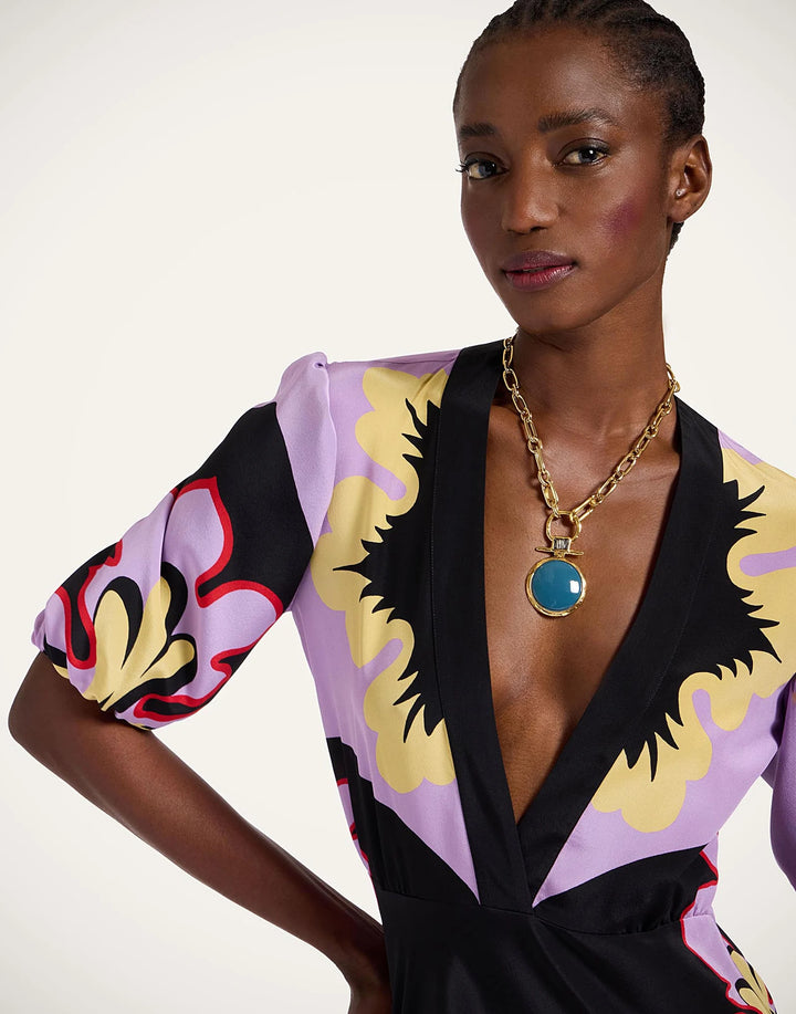 Marlene Dress - Palazzo Placée Lilac in Crepe De Chine