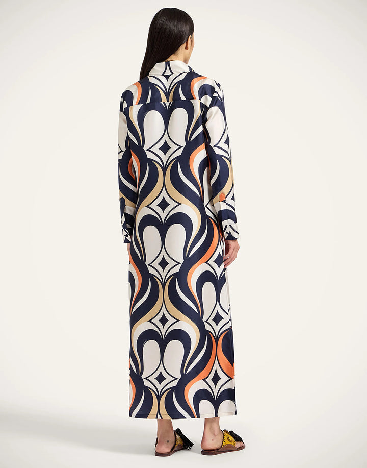 CHEMISE SWING DRESS - Jive Macro White in Silk Twill