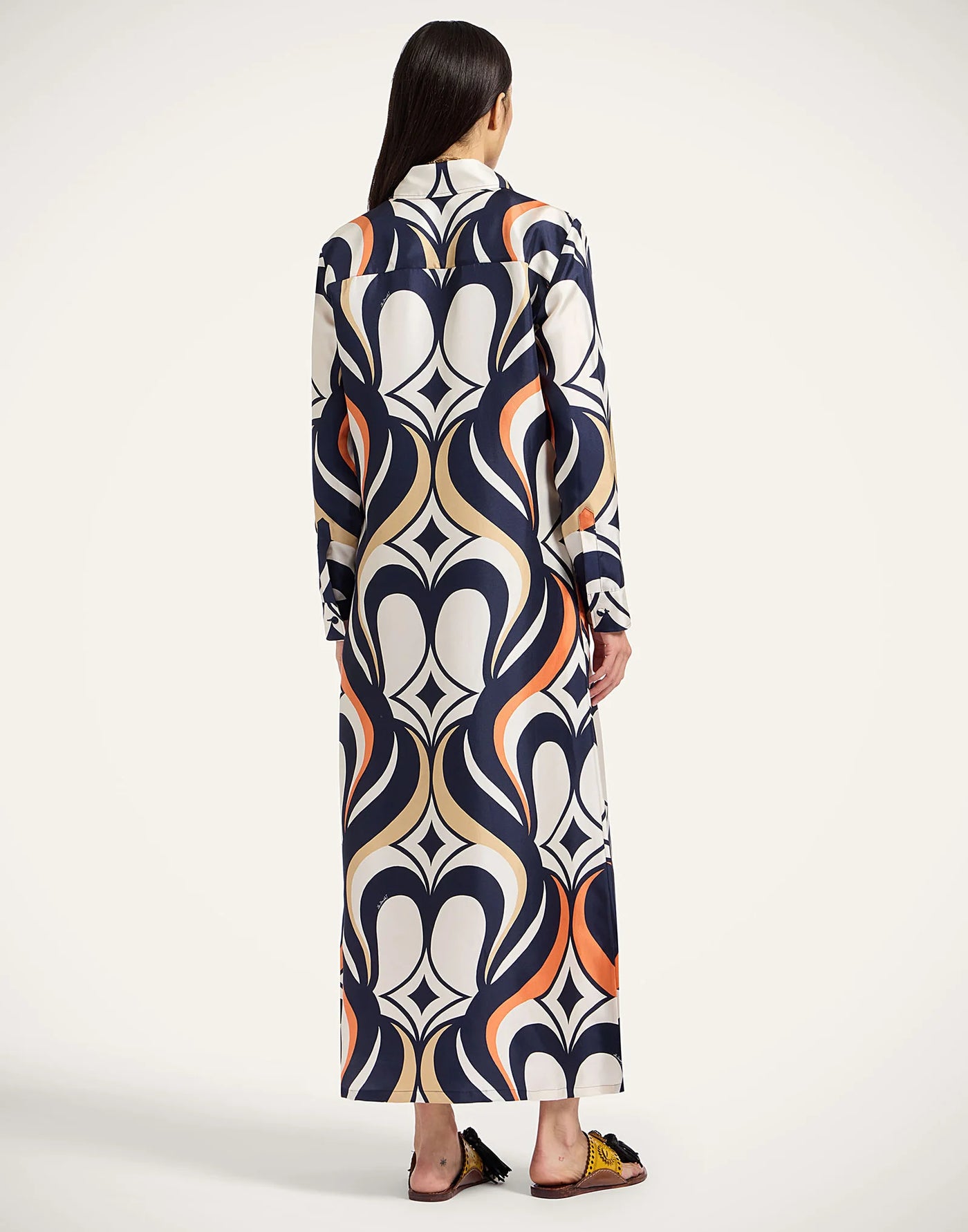 CHEMISE SWING DRESS - Jive Macro White in Silk Twill
