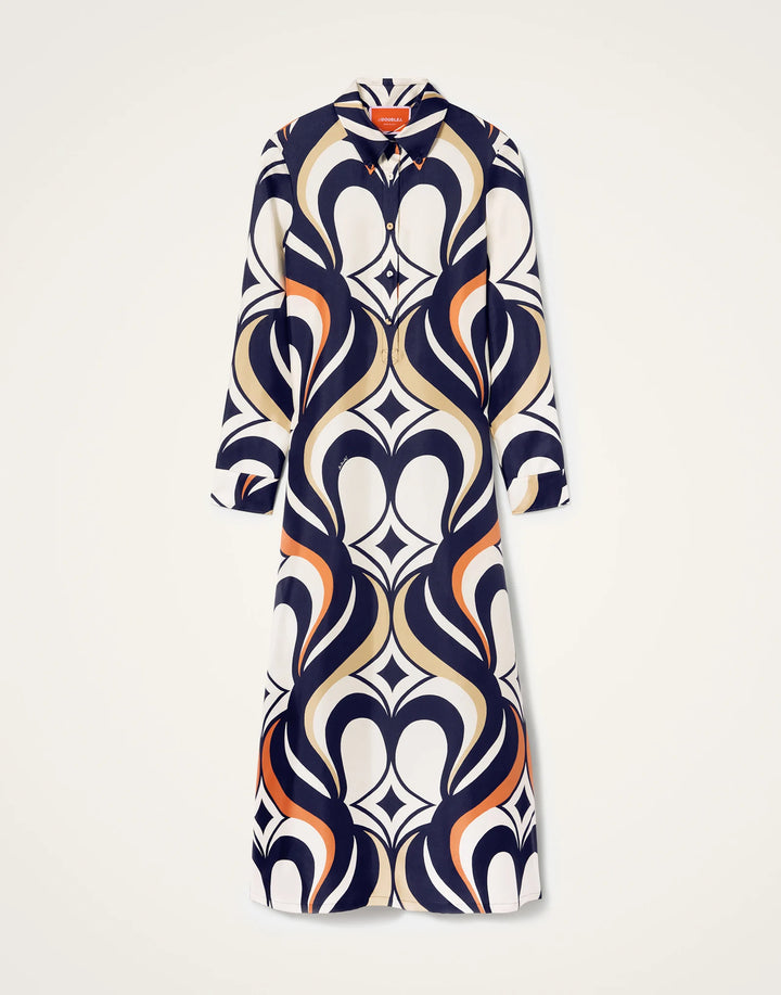 CHEMISE SWING DRESS - Jive Macro White in Silk Twill