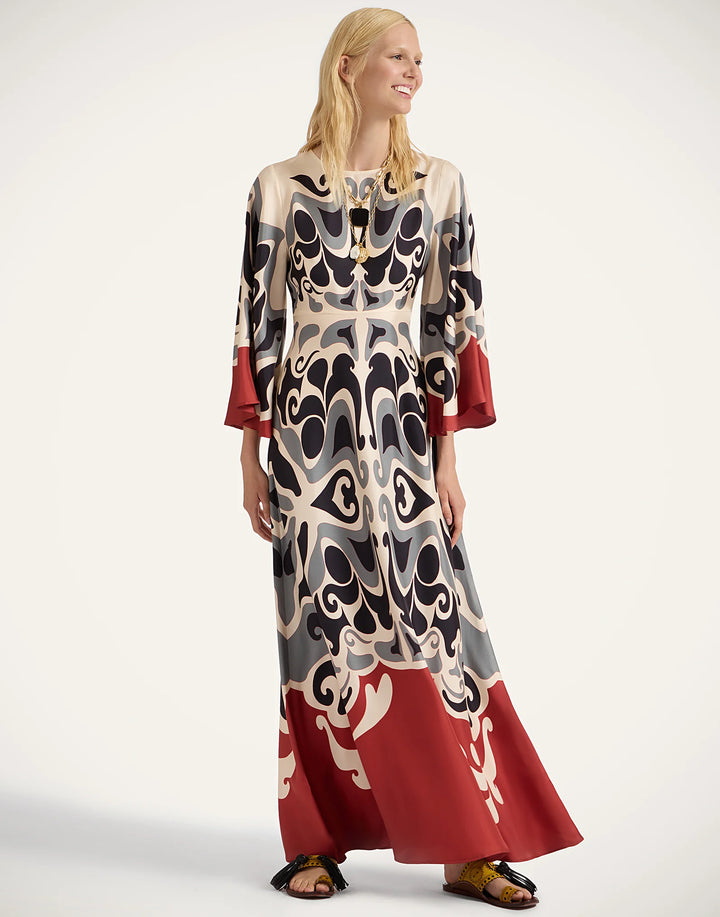 Long Sorella Dress - Phoenix Placée Ivory in Silk Twill