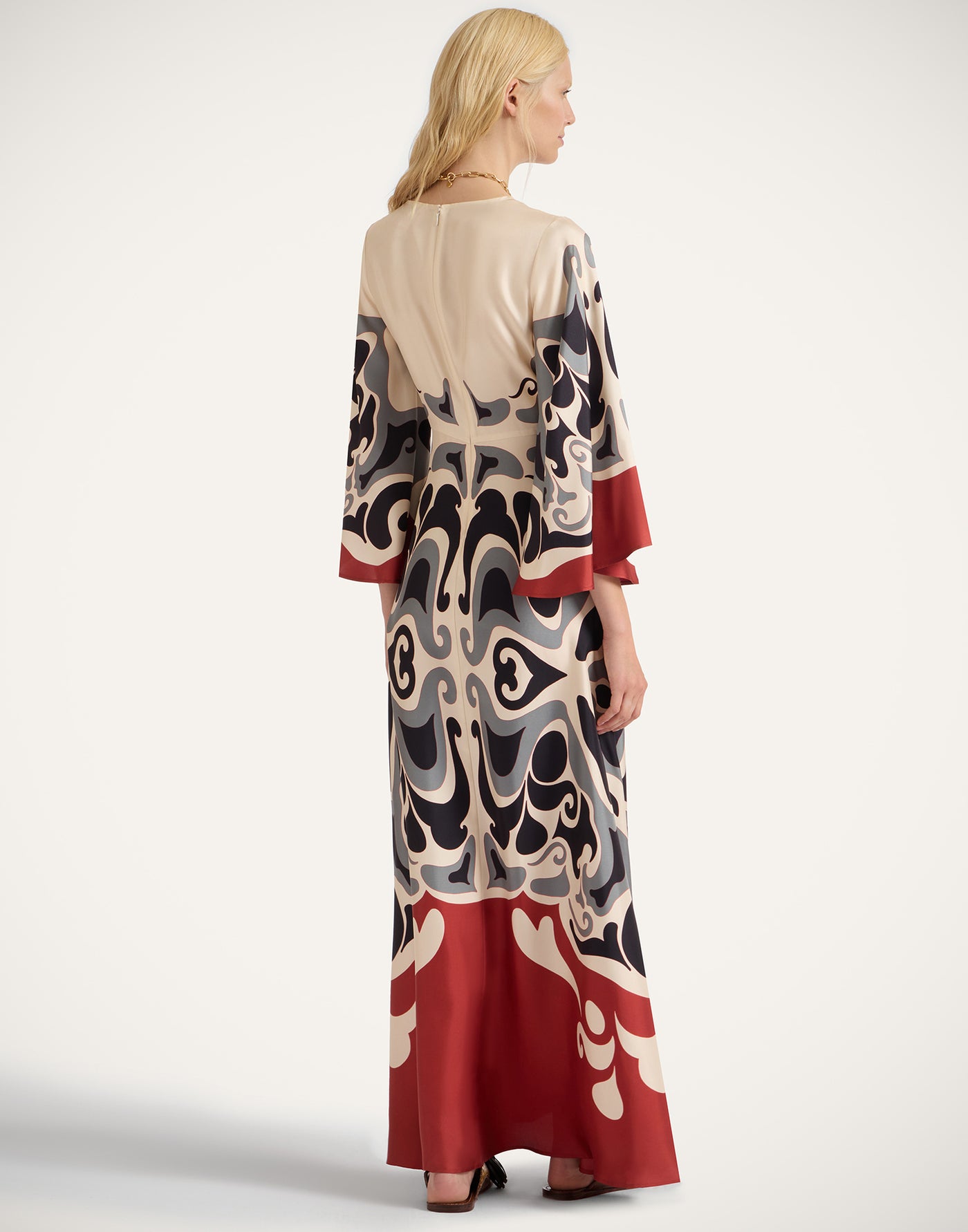 Long Sorella Dress - Phoenix Placée Ivory in Silk Twill