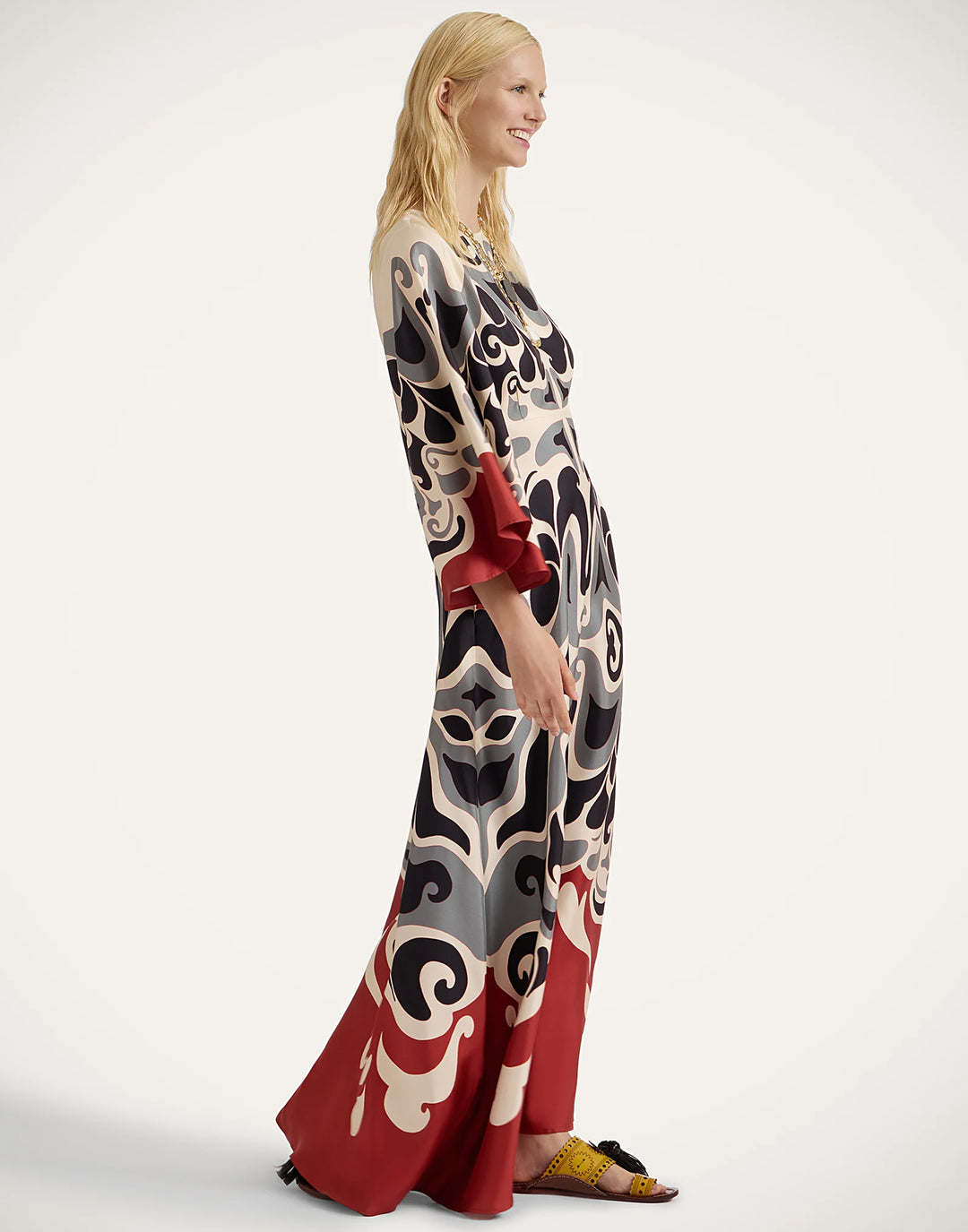 Long Sorella Dress - Phoenix Placée Ivory in Silk Twill