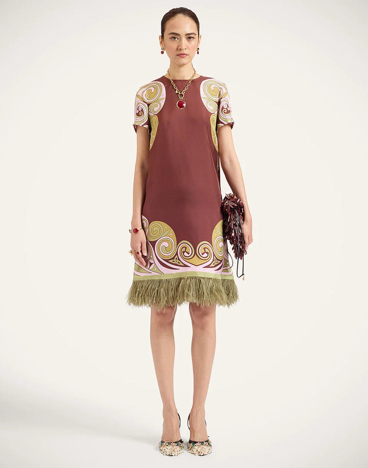 Mini Swing Dress - Kells Swirl Placée Burgundy