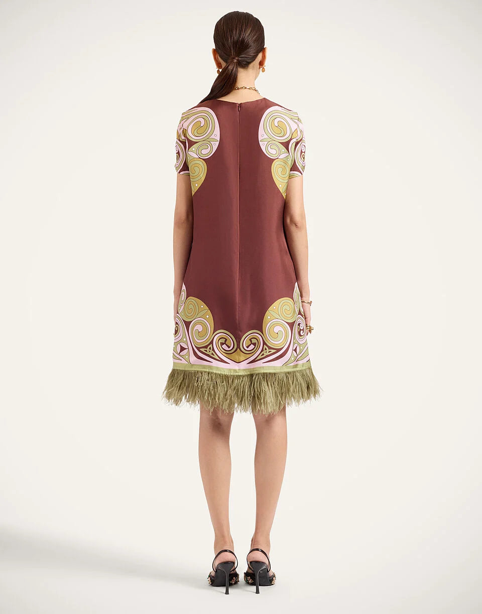 Mini Swing Dress - Kells Swirl Placée Burgundy