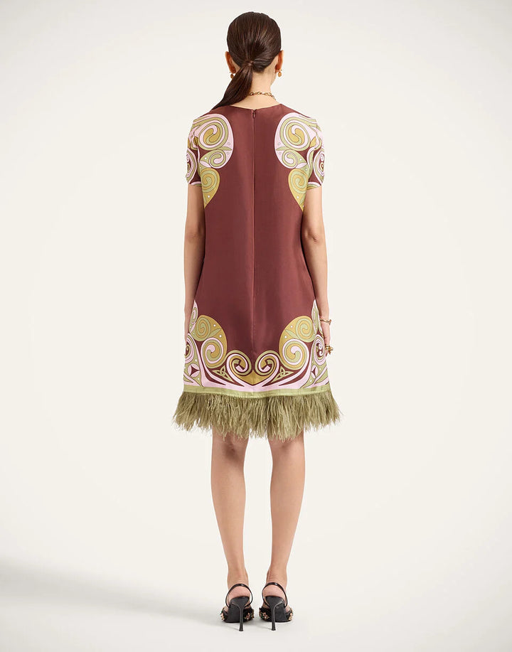 Mini Swing Dress - Kells Swirl Placée Burgundy