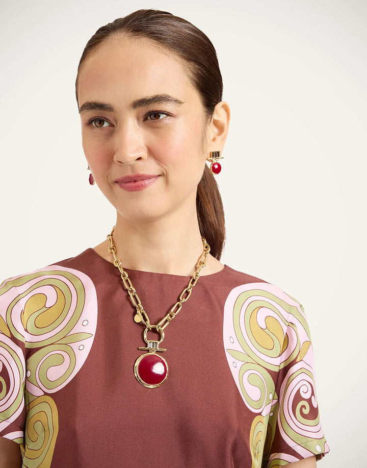 Mini Swing Dress - Kells Swirl Placée Burgundy