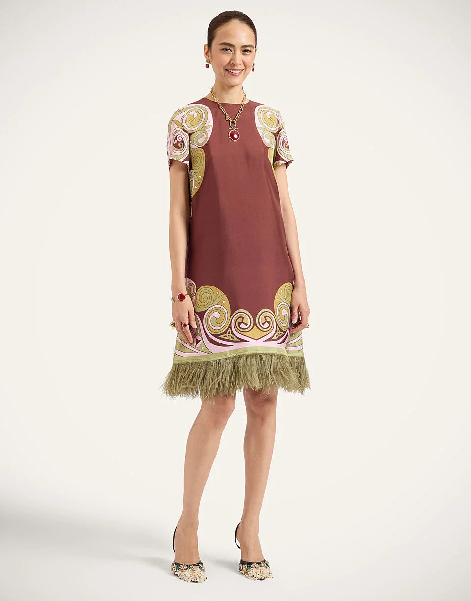 Mini Swing Dress - Kells Swirl Placée Burgundy