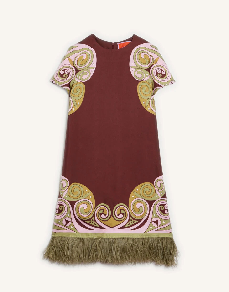 Mini Swing Dress - Kells Swirl Placée Burgundy