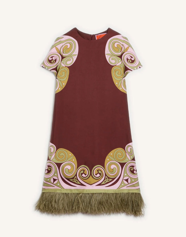 Mini Swing Dress - Kells Swirl Placée Burgundy