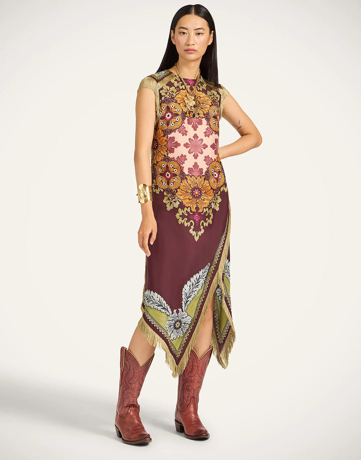 Scarf Dress - Bounty Placée Burgundy in Silk Voile