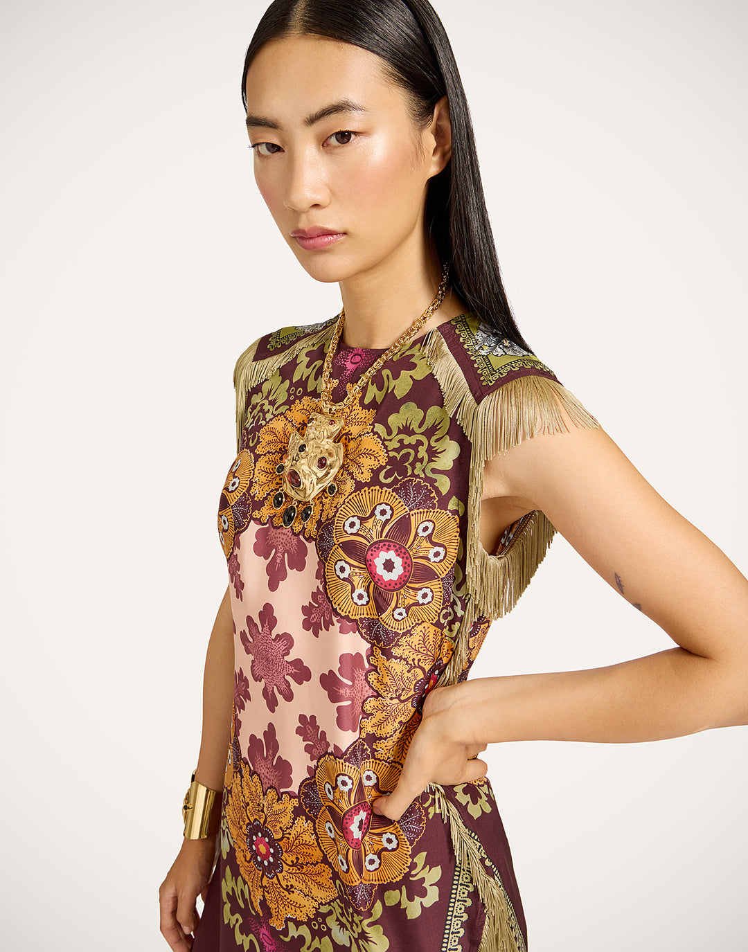 Scarf Dress - Bounty Placée Burgundy in Silk Voile