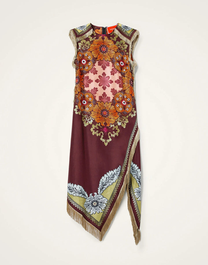 Scarf Dress - Bounty Placée Burgundy in Silk Voile