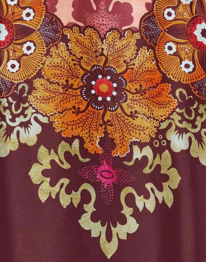 Scarf Dress - Bounty Placée Burgundy in Silk Voile