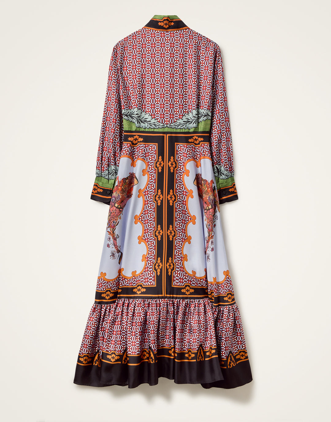 Long Sleeves San Pietro Dress - Mariposa Placée Celeste in Silk Twill