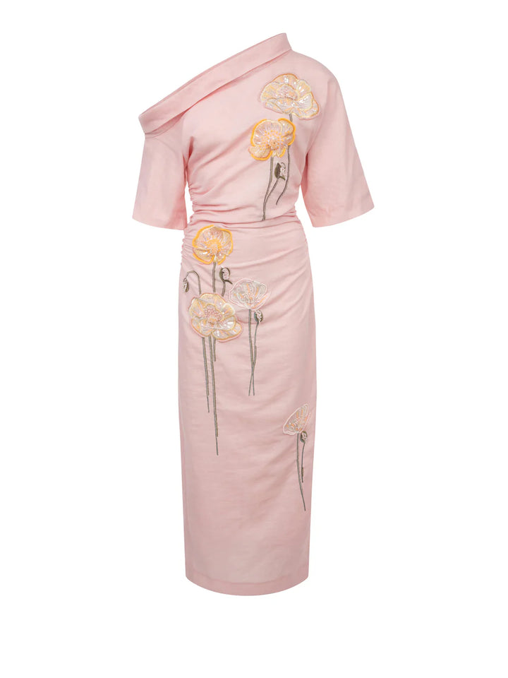 Bowery Embroidered Dress- Pink Multi