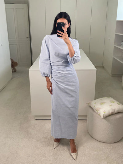 DRESS EZRA - Light Blue/Ivory Stripe