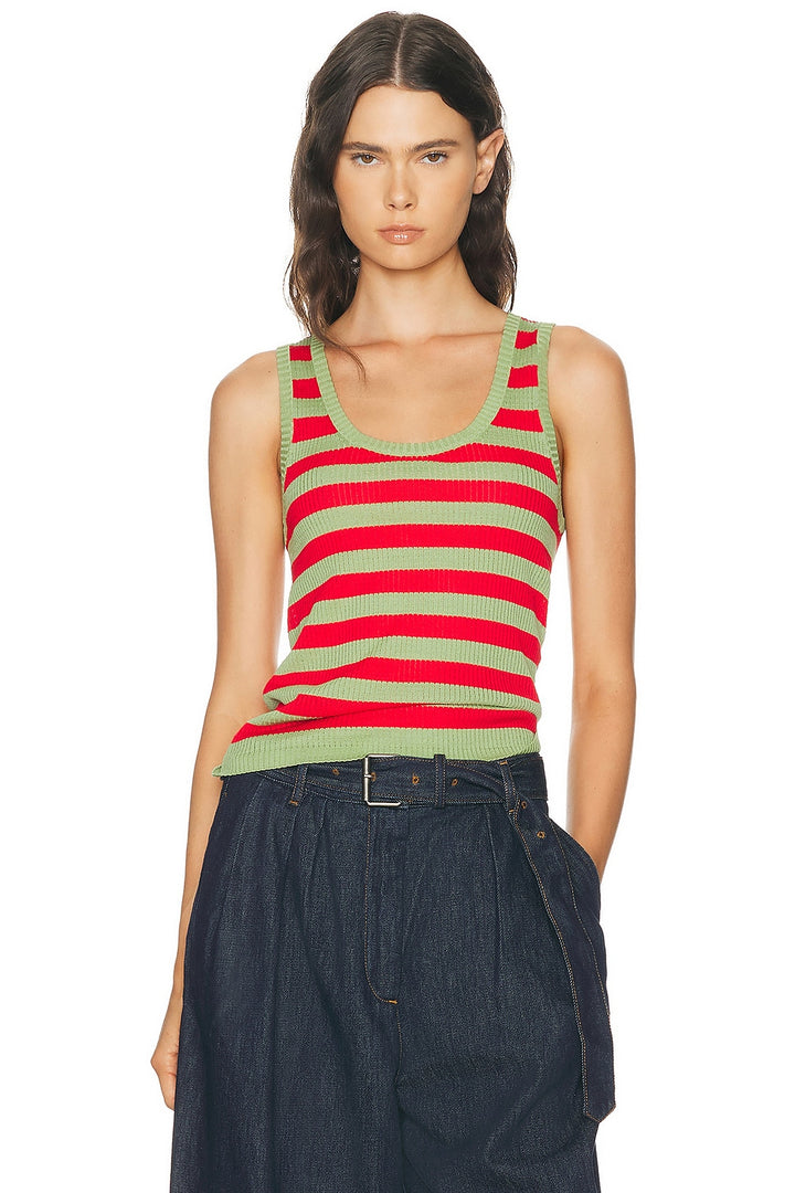 Tovia Tank Top - Red/Medium Green