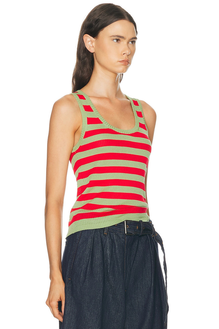 Tovia Tank Top - Red/Medium Green