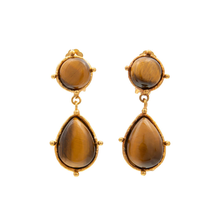 Dots Tiger Eye Drop Earrings