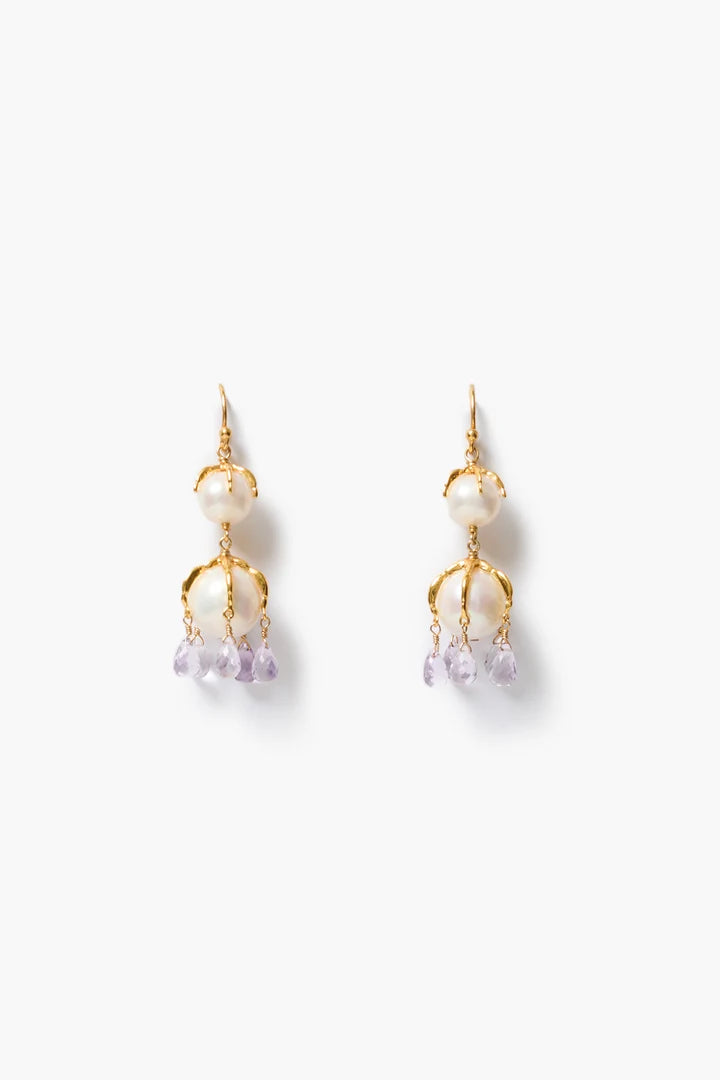 Two Tier Lark Drip Earrings Pearl - More Colors Available