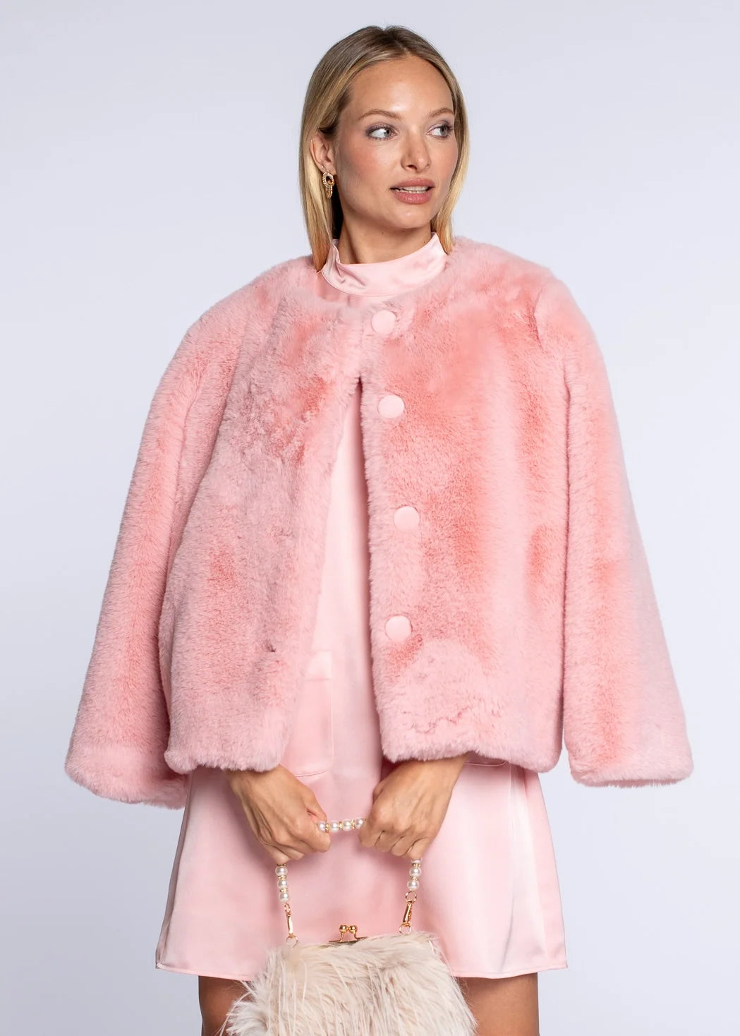 Adair Faux Fur Jacket in Ballet Pink