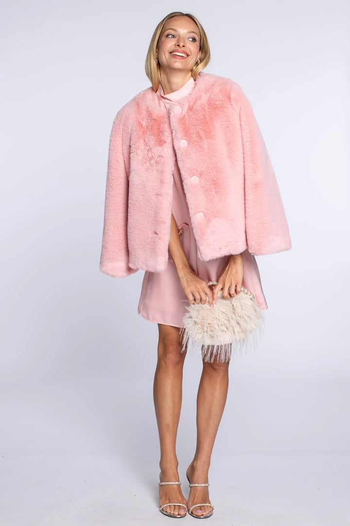 Adair Faux Fur Jacket in Ballet Pink