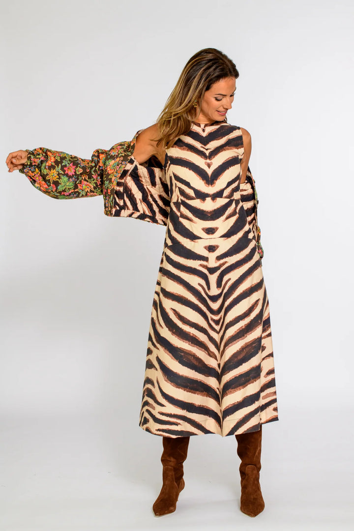 Claire Dress - Brown Zebra
