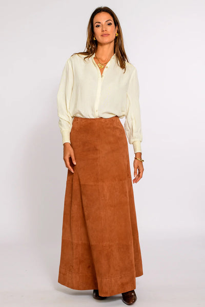 Anita Skirt in Goat Suede - Cognac