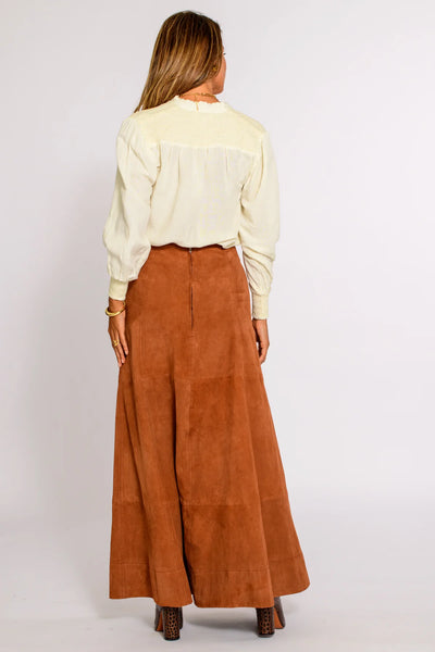 Anita Skirt in Goat Suede - Cognac