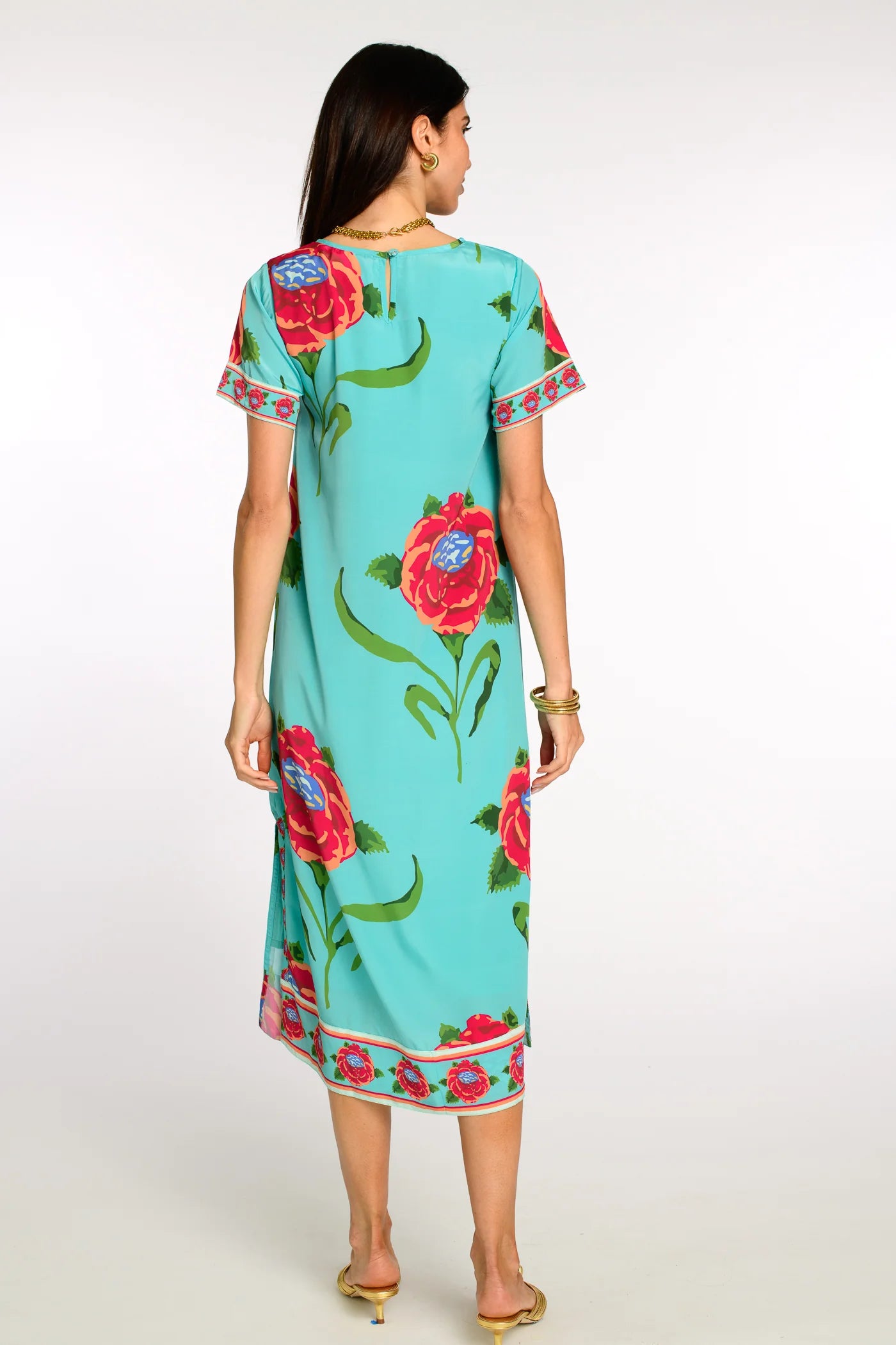 TESS MIDI DRESS - Large Roses