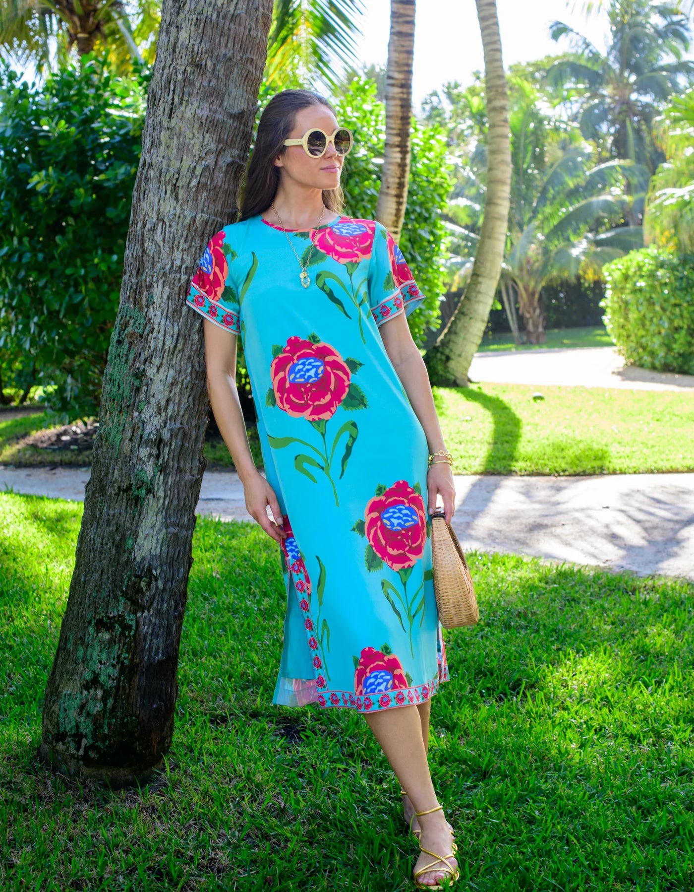 TESS MIDI DRESS - Large Roses