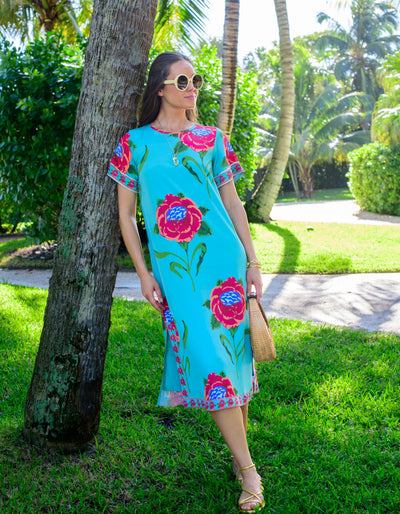 TESS MIDI DRESS - Large Roses