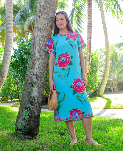 TESS MIDI DRESS - Large Roses