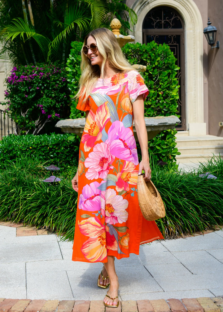 Tess Midi Dress - Sunset Blooms