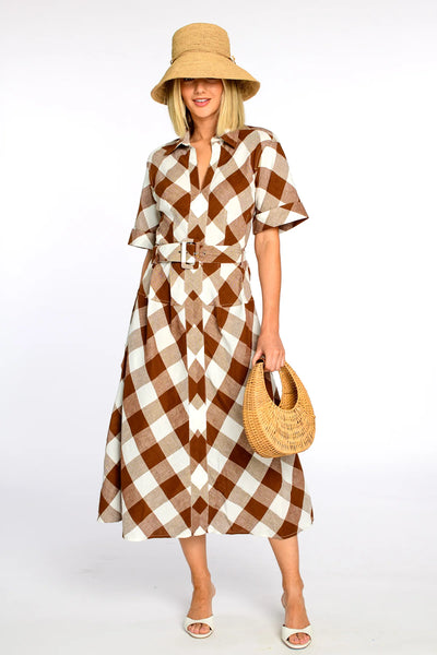 COLLINS DRESS - Brown Gingham