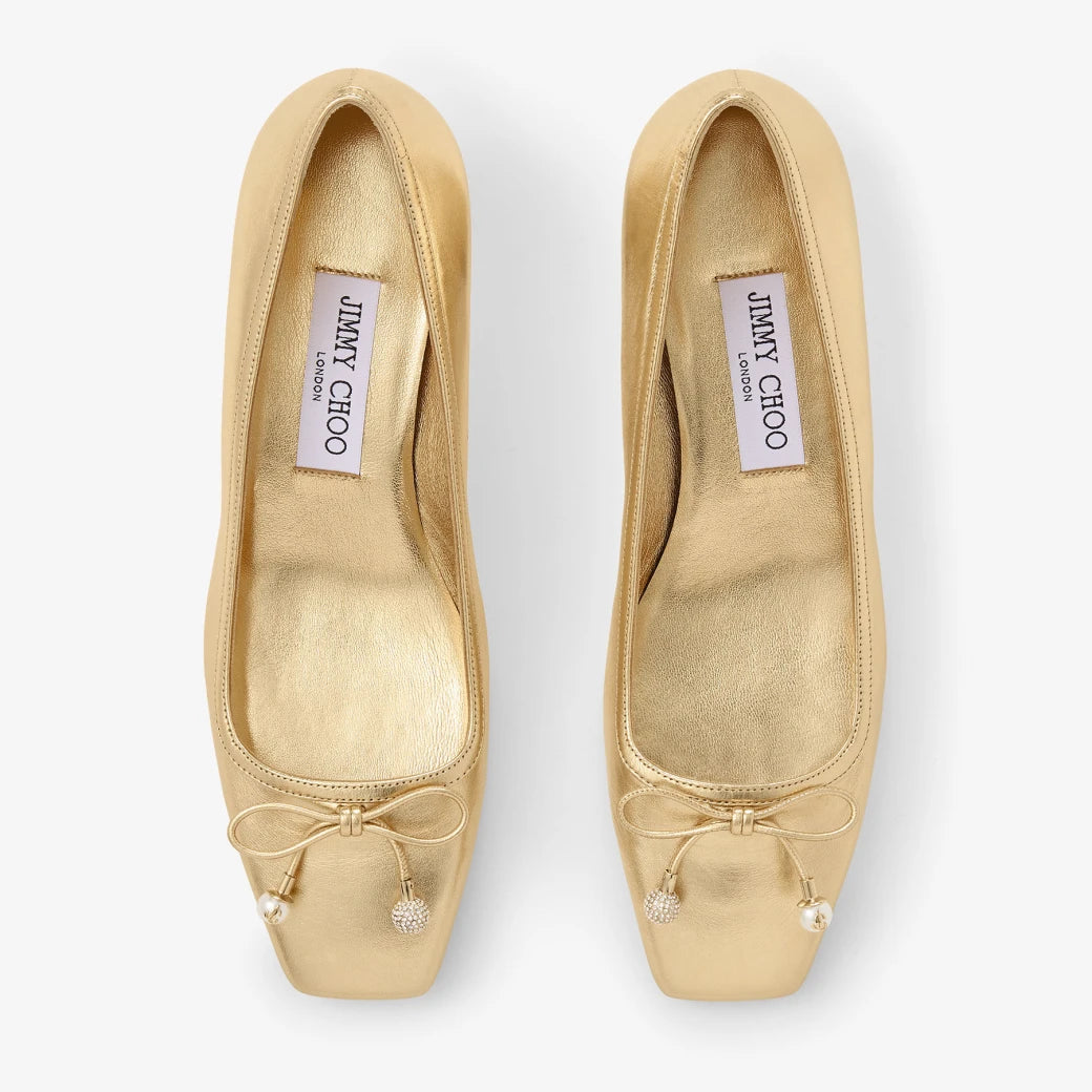Elme 45mm Nappa Leather Pumps - Gold Metallic