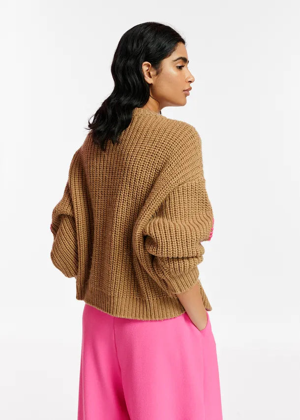 Knit Sweater with Floral Embroidery